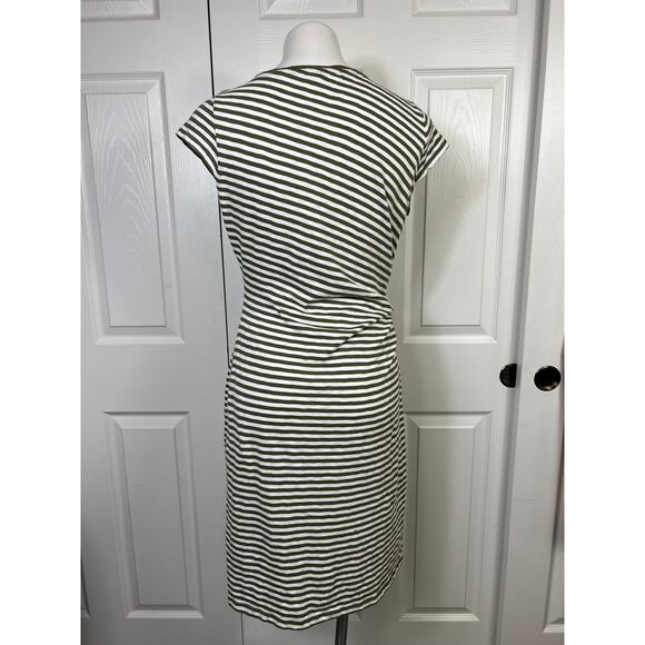 Talbots Women's Tie Detail Knit Shift Dress Medium Cloudy Stripe Short Sleeve - Picture 5 of 8